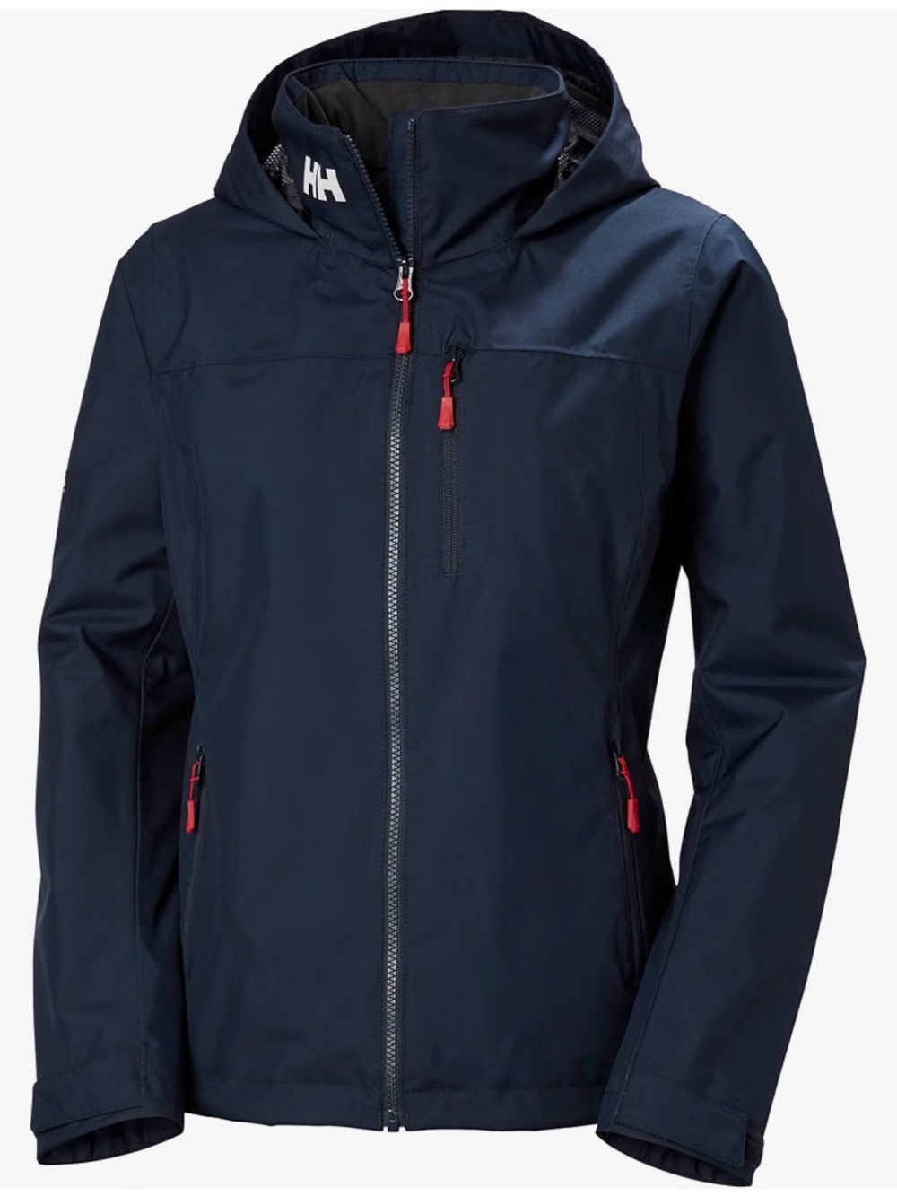 Helly Hansen Women's Crew Hooded Midlayer Jacket in Navy Blue.
